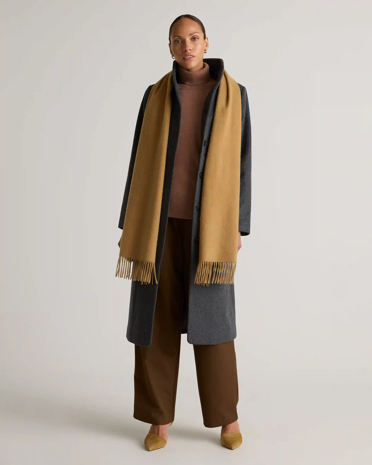 Mongolian Cashmere Woven Fringe Scarf