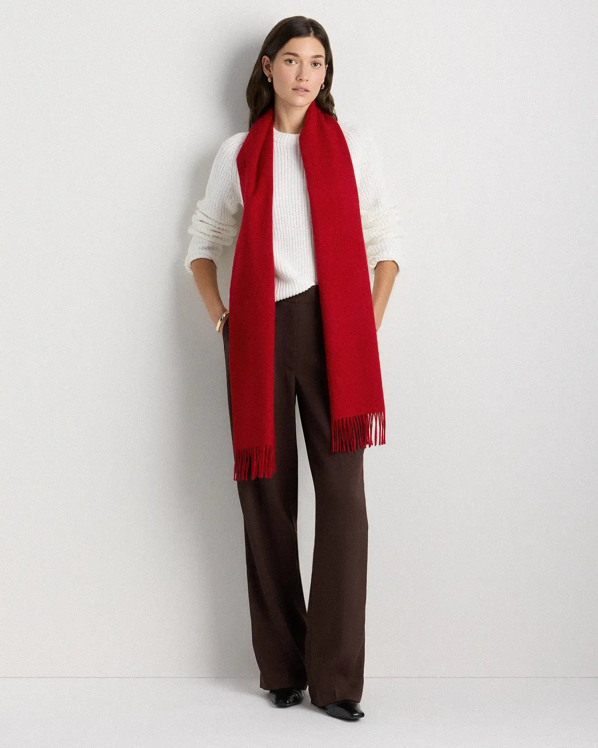 Mongolian Cashmere Woven Fringe Scarf