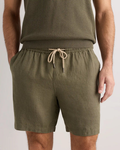 100% European Linen Drawstring Beach Shorts - 7"
