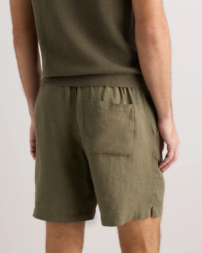 100% European Linen Drawstring Beach Shorts - 7"