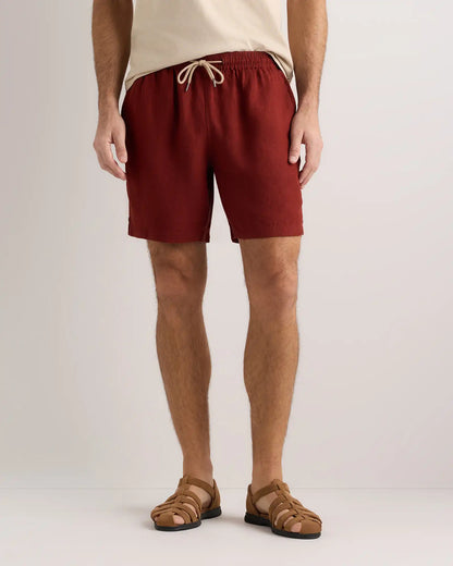 100% European Linen Drawstring Beach Shorts - 7"