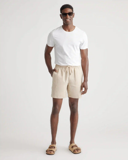 100% European Linen Drawstring Beach Shorts - 7"