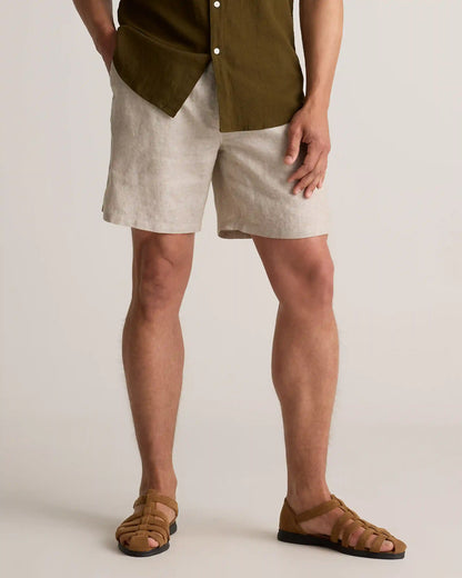 100% European Linen Drawstring Beach Shorts - 7"