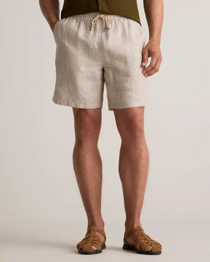 100% European Linen Drawstring Beach Shorts - 7"