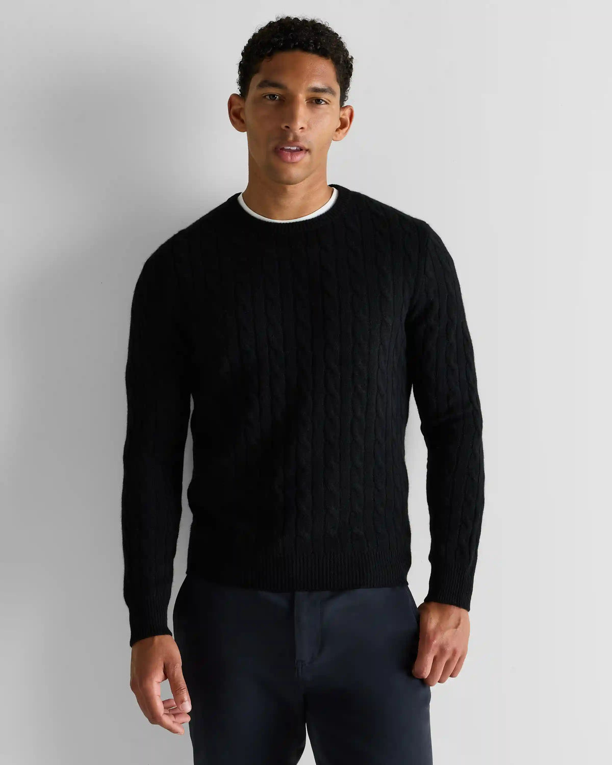 Mongolian Cashmere Classic Cable Crewneck Sweater