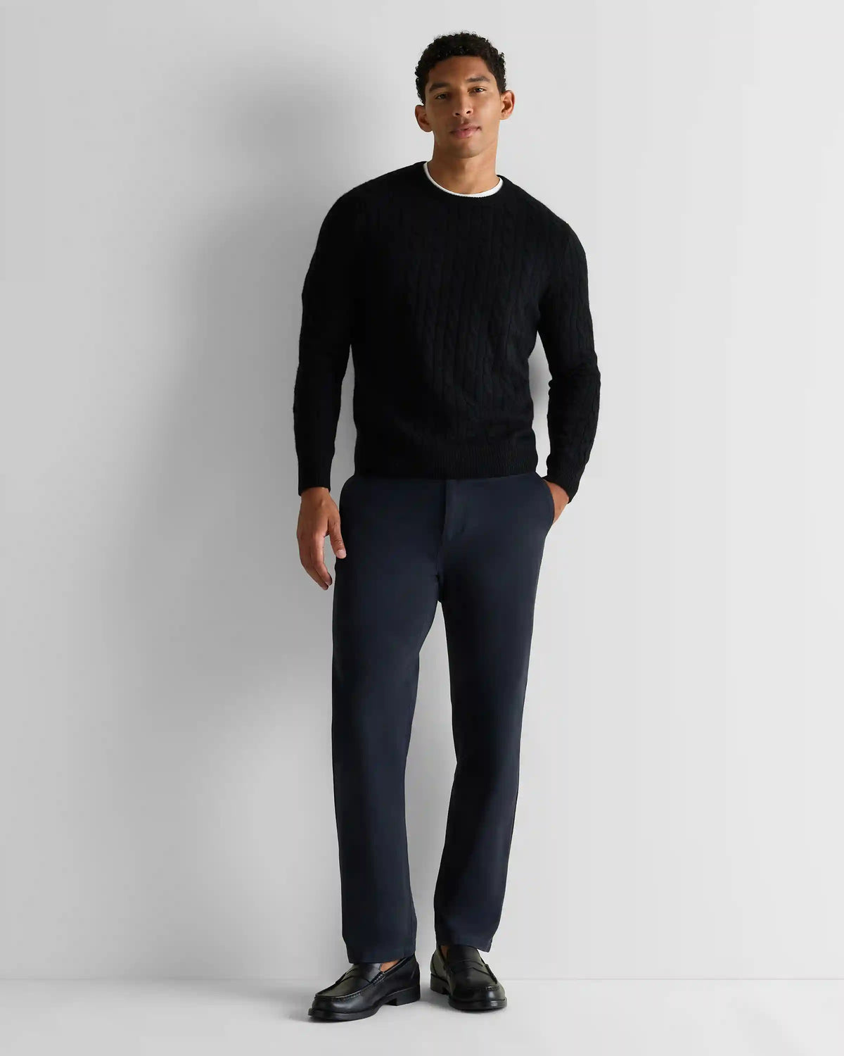 Mongolian Cashmere Classic Cable Crewneck Sweater