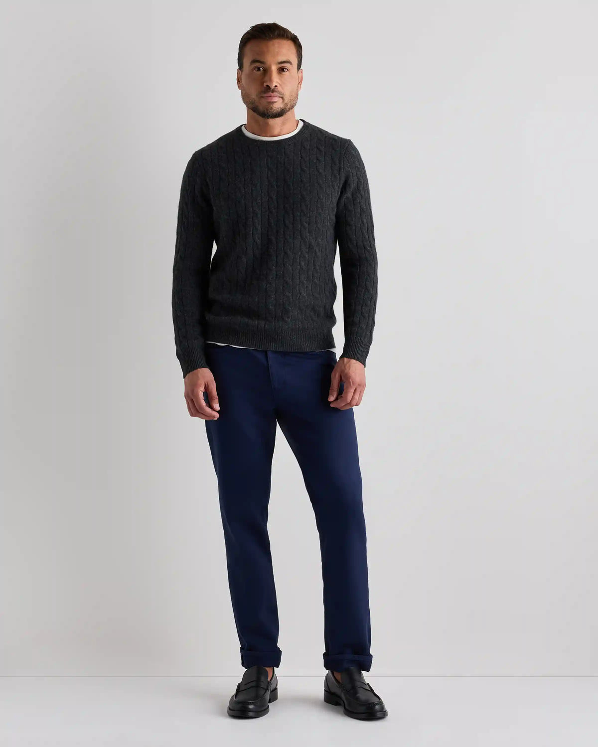 Mongolian Cashmere Classic Cable Crewneck Sweater