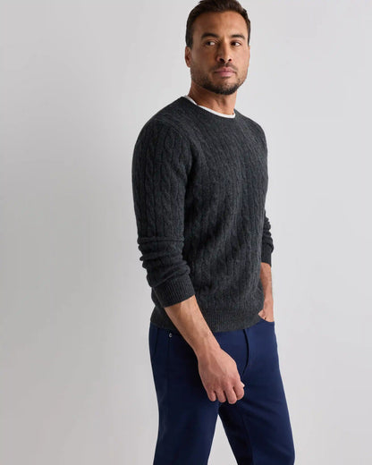 Mongolian Cashmere Classic Cable Crewneck Sweater