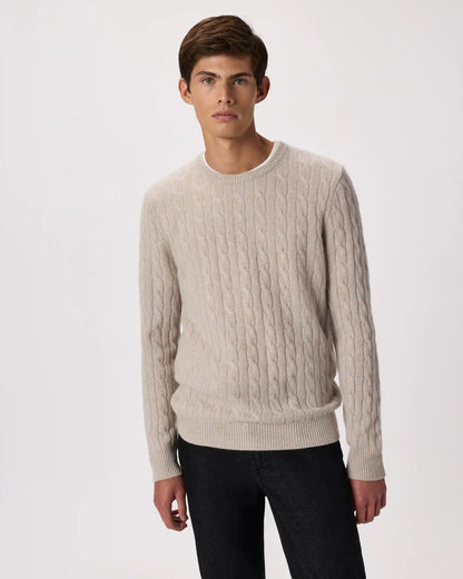 Mongolian Cashmere Classic Cable Crewneck Sweater