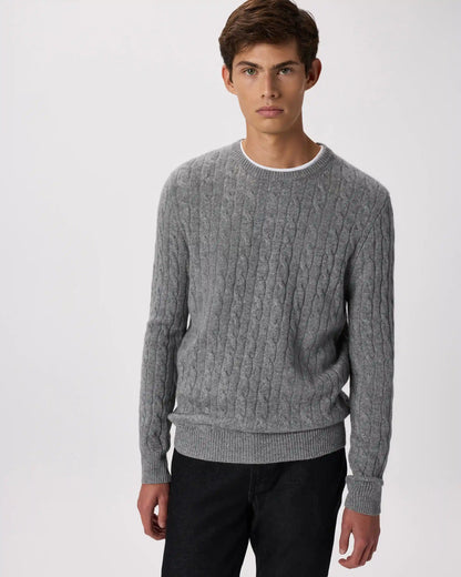 Mongolian Cashmere Classic Cable Crewneck Sweater