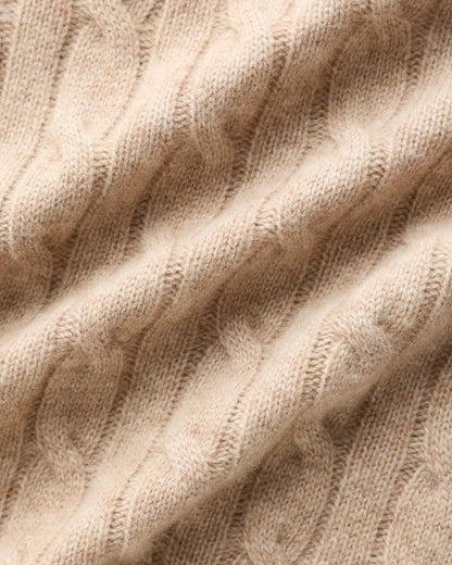 Mongolian Cashmere Classic Cable Crewneck Sweater