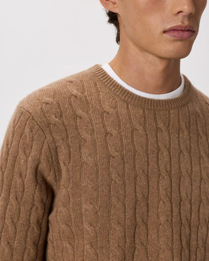 Mongolian Cashmere Classic Cable Crewneck Sweater