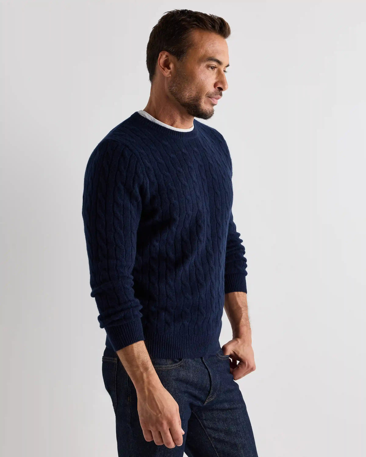 Mongolian Cashmere Classic Cable Crewneck Sweater
