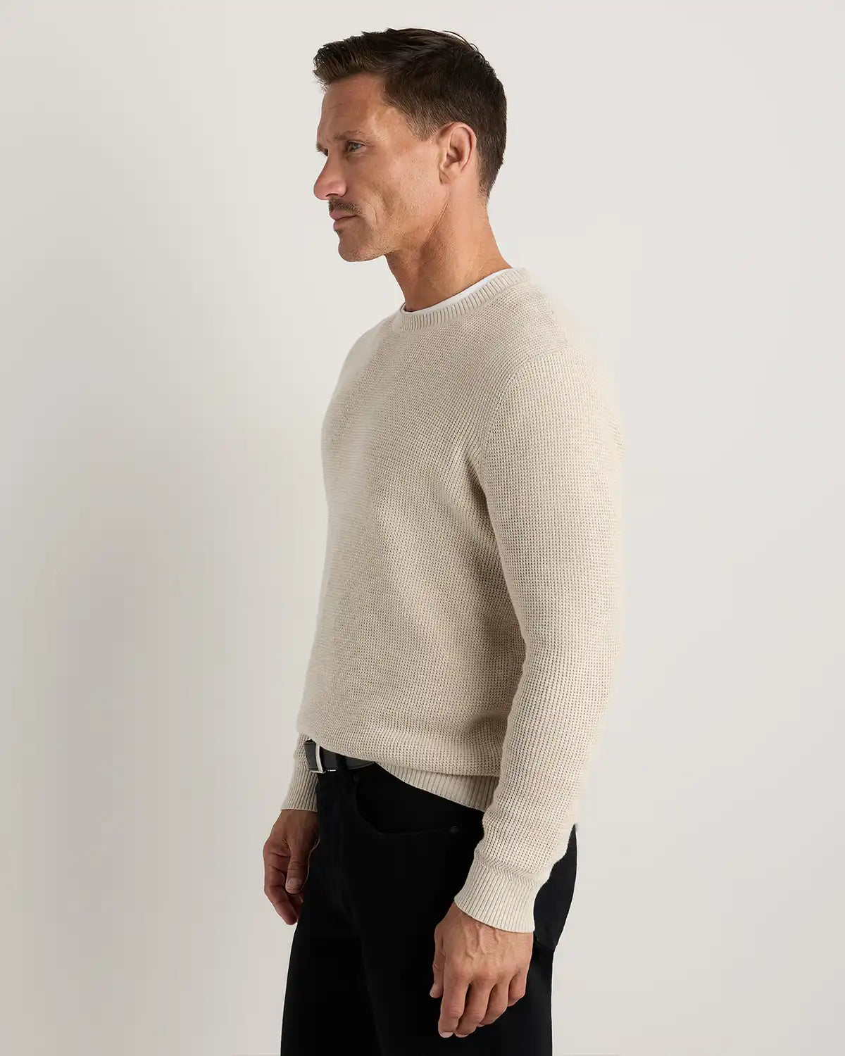 Organic Cotton Cashmere Waffle Crewneck Sweater