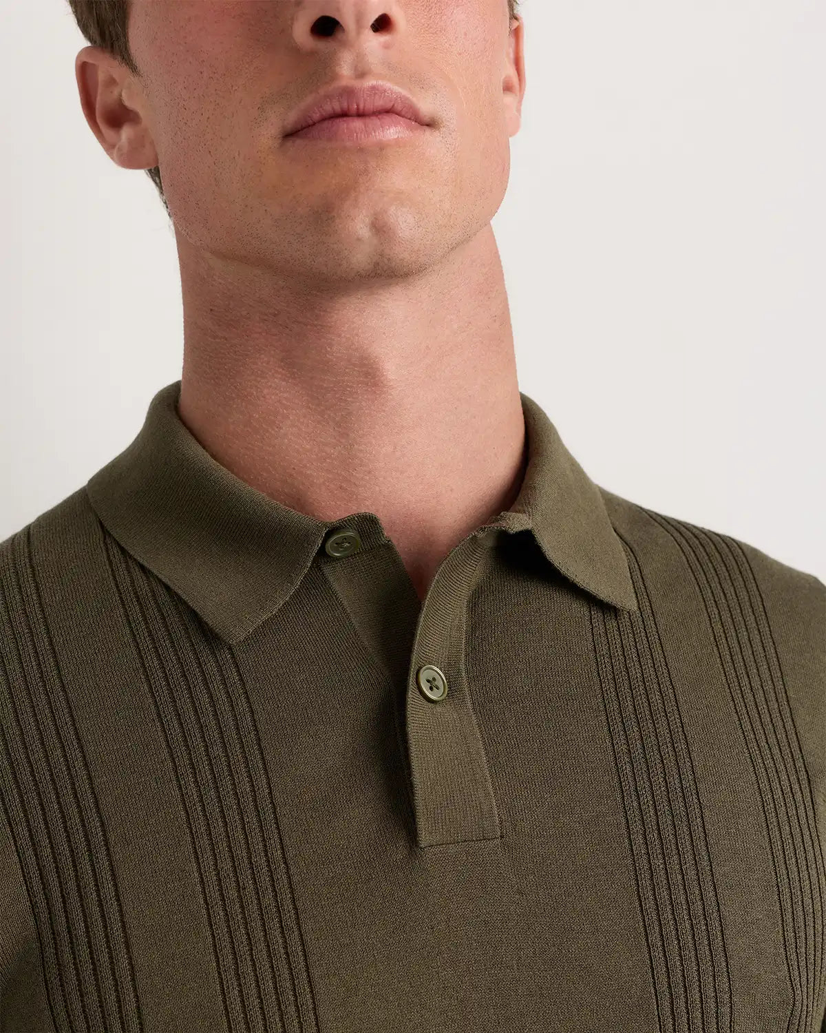 Cotton-Silk Ribbed Short Sleeve Sweater Polo