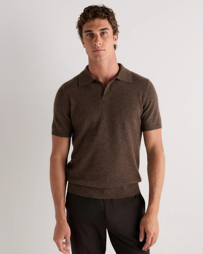 100% Mongolian Cashmere Johnny Collar Polo Sweater
