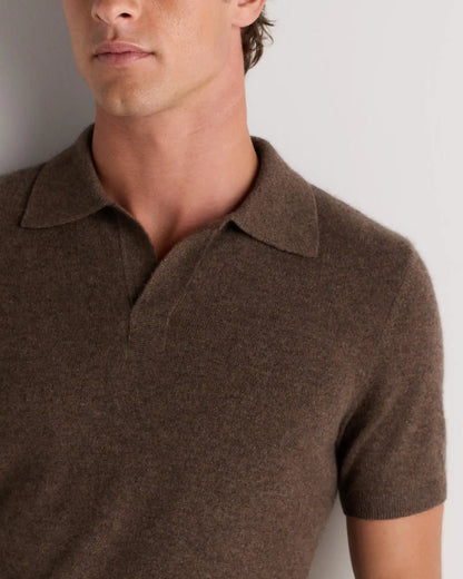 100% Mongolian Cashmere Johnny Collar Polo Sweater