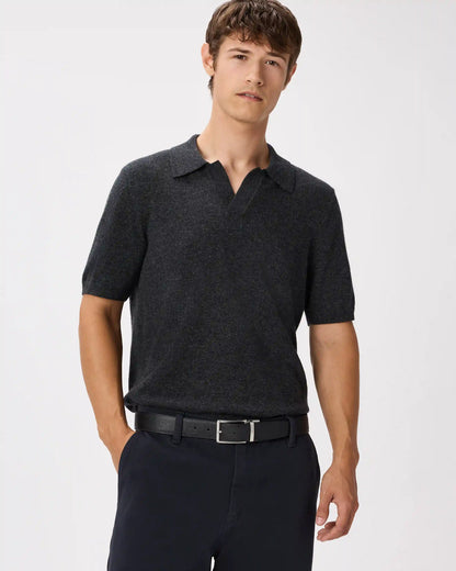 100% Mongolian Cashmere Johnny Collar Polo Sweater