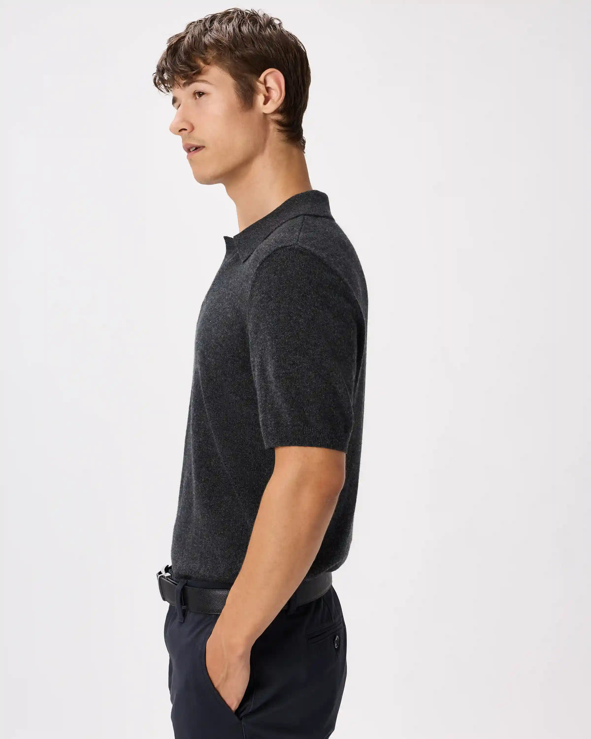 100% Mongolian Cashmere Johnny Collar Polo Sweater