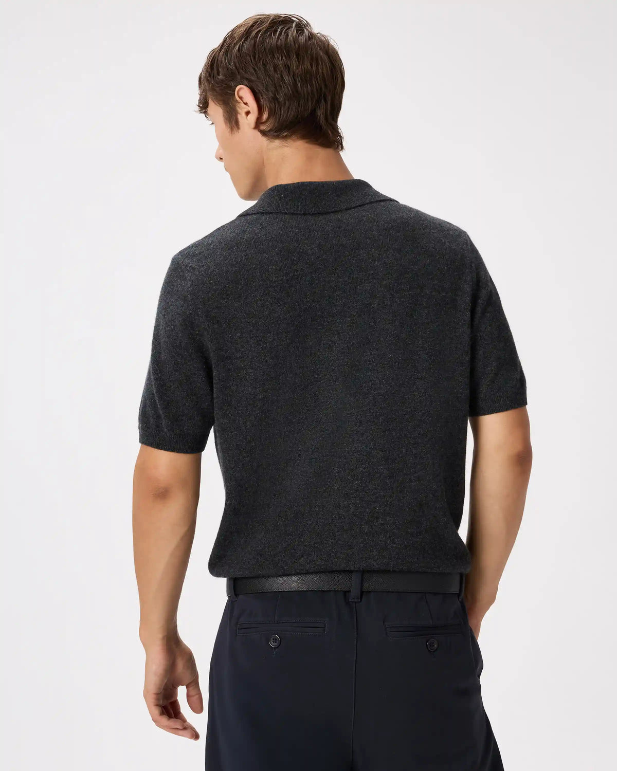 100% Mongolian Cashmere Johnny Collar Polo Sweater