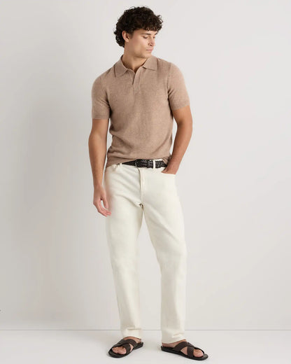 100% Mongolian Cashmere Johnny Collar Polo Sweater