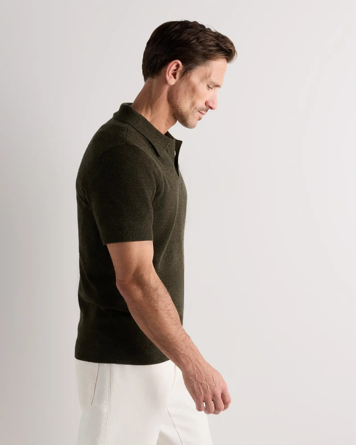 100% Mongolian Cashmere Johnny Collar Polo Sweater