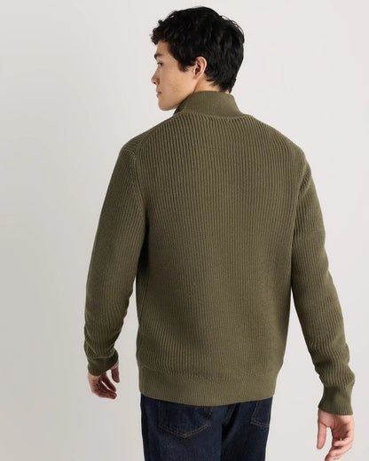 100% Organic Cotton Ribbed Quarter-Zip Sweater