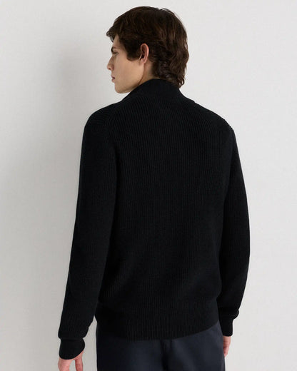100% Organic Cotton Ribbed Quarter-Zip Sweater
