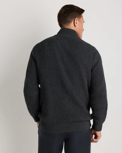 100% Organic Cotton Ribbed Quarter-Zip Sweater
