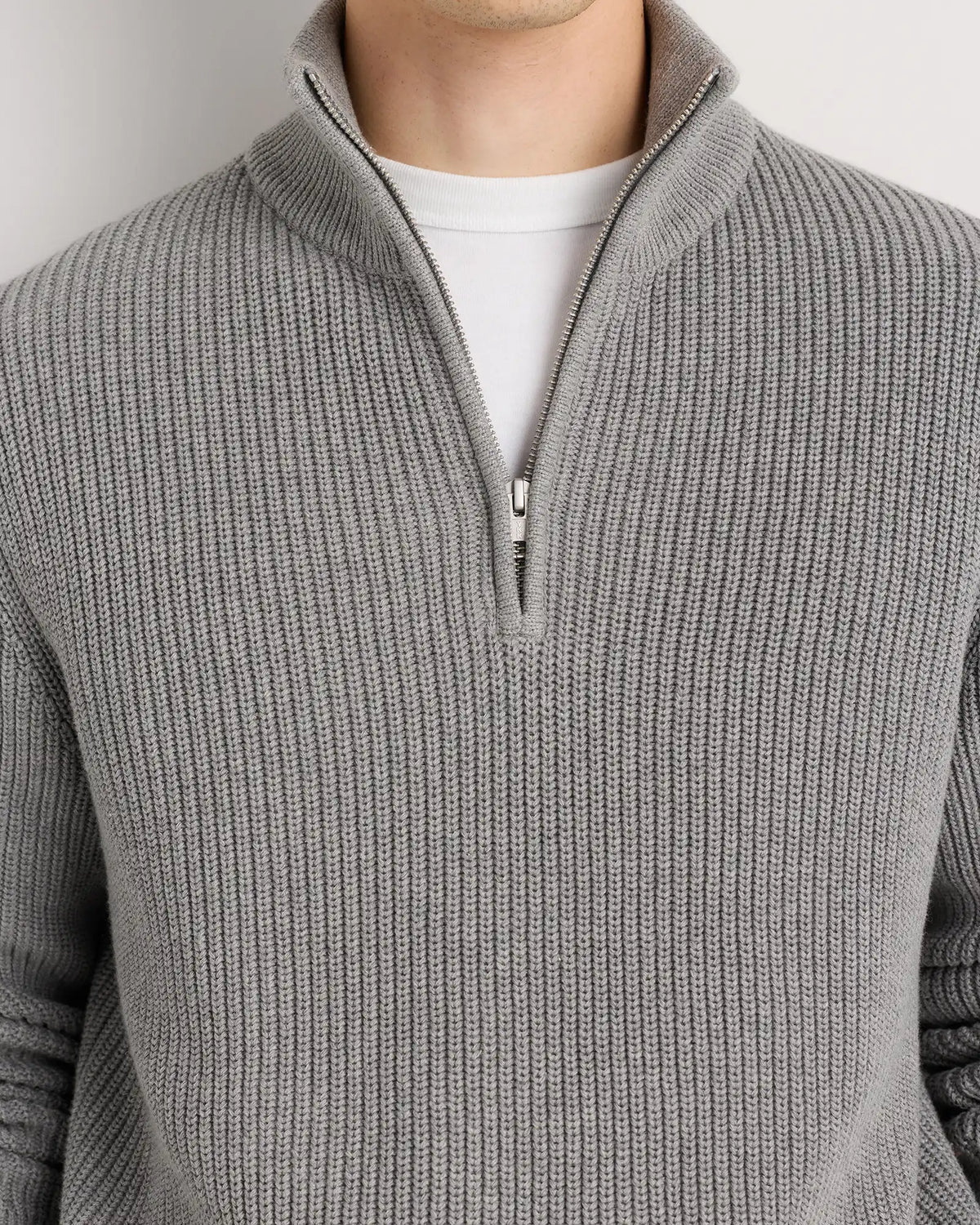 100% Organic Cotton Ribbed Quarter-Zip Sweater
