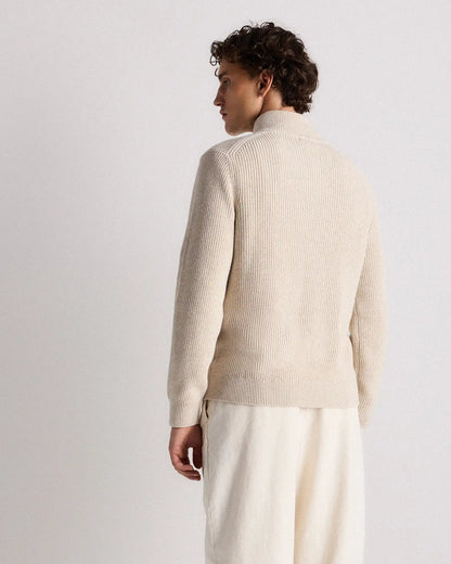 100% Organic Cotton Ribbed Quarter-Zip Sweater