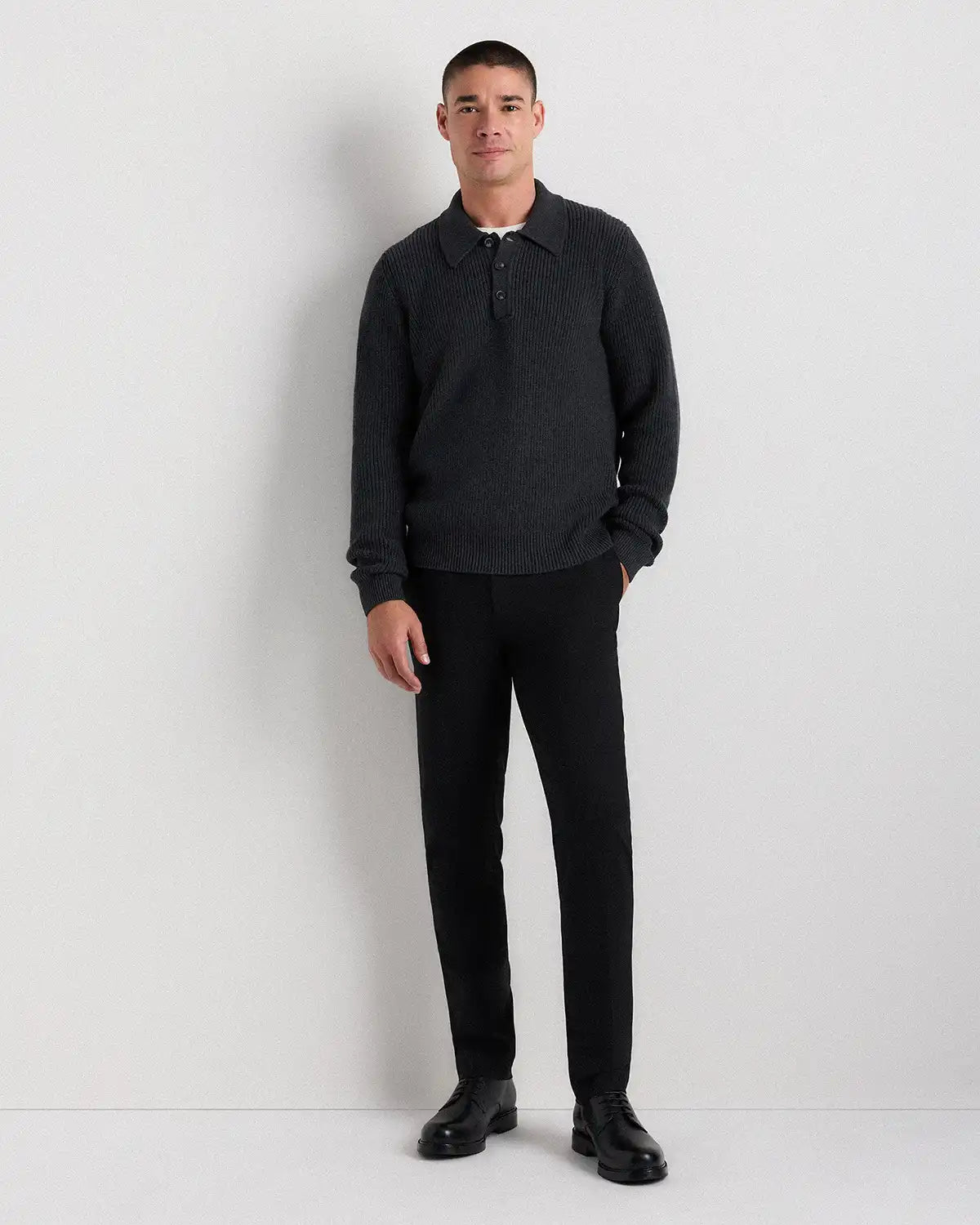 100% Organic Cotton Ribbed Polo Sweater