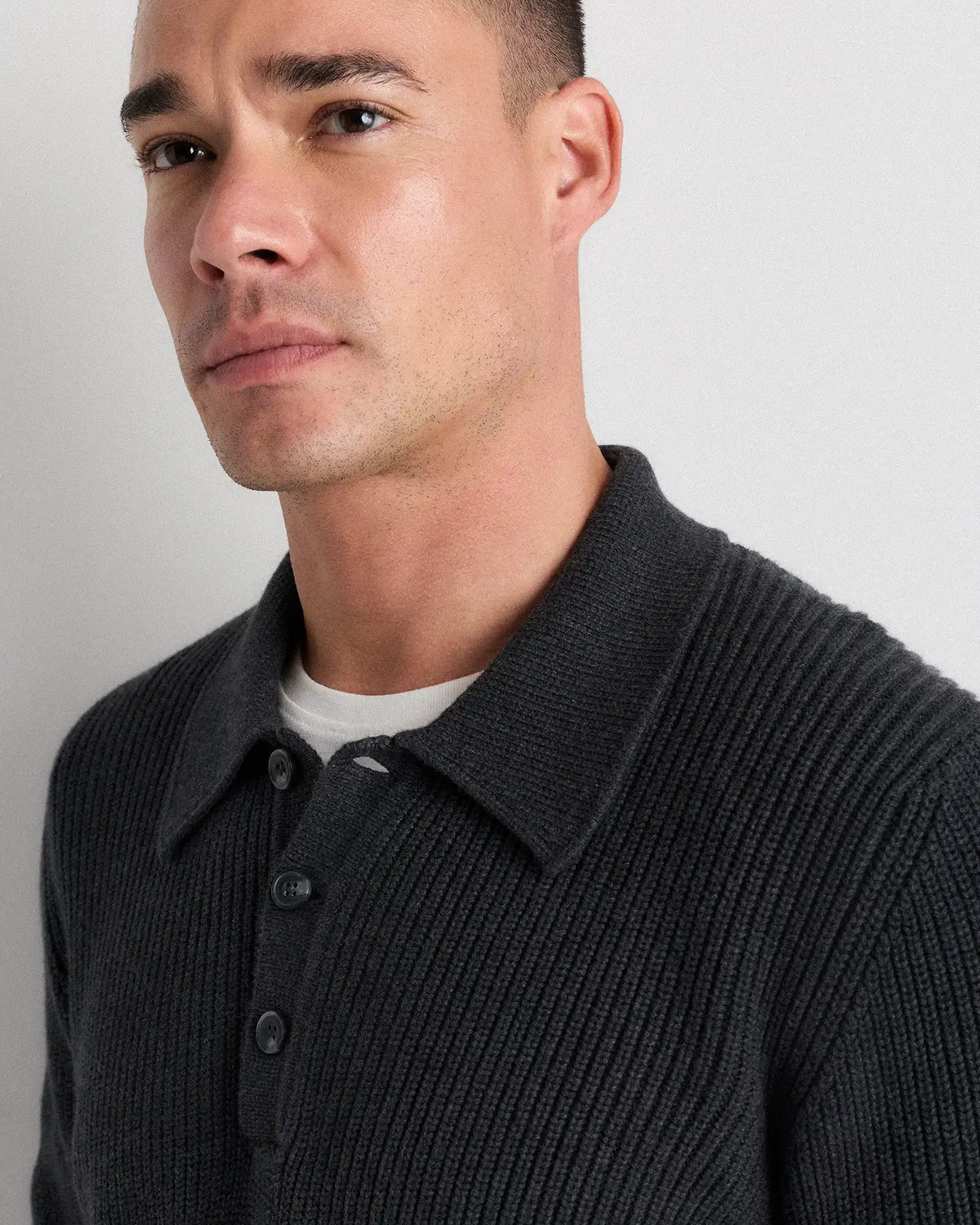 100% Organic Cotton Ribbed Polo Sweater