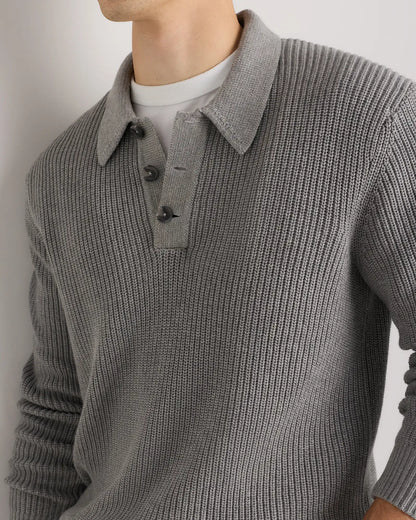 100% Organic Cotton Ribbed Polo Sweater