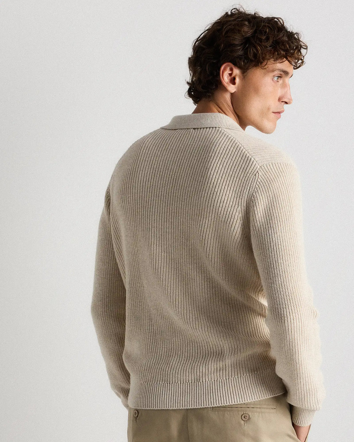 100% Organic Cotton Ribbed Polo Sweater