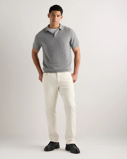 Mongolian Cashmere Waffle Short Sleeve Polo Sweater