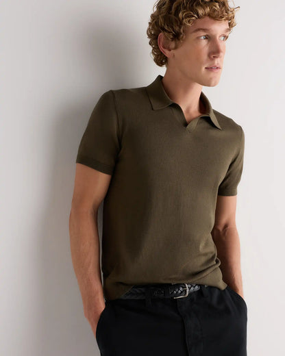 Cotton-Silk Johnny Collar Polo