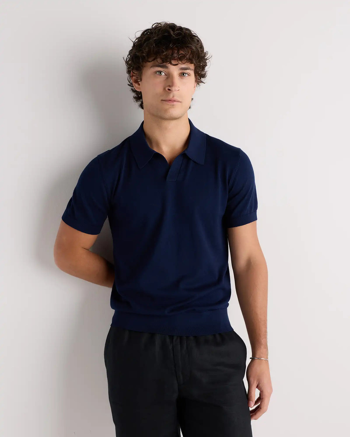 Cotton-Silk Johnny Collar Polo