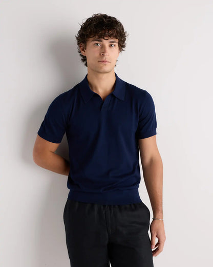 Cotton-Silk Johnny Collar Polo