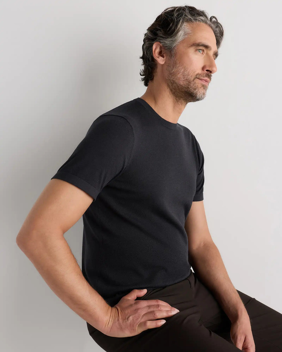 Cotton-Silk Short Sleeve Crewneck Sweater