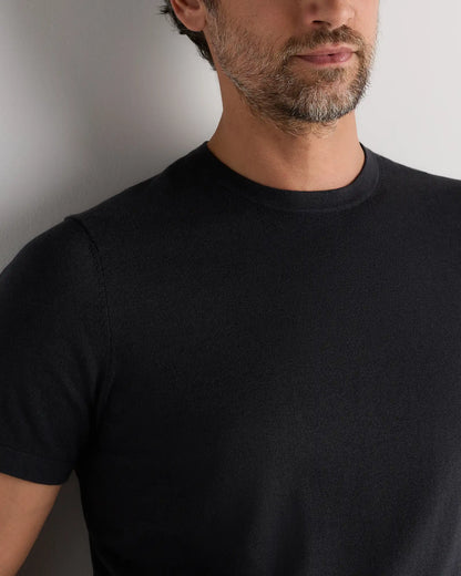 Cotton-Silk Short Sleeve Crewneck Sweater