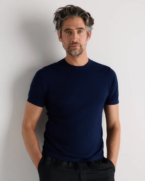 Cotton-Silk Short Sleeve Crewneck Sweater
