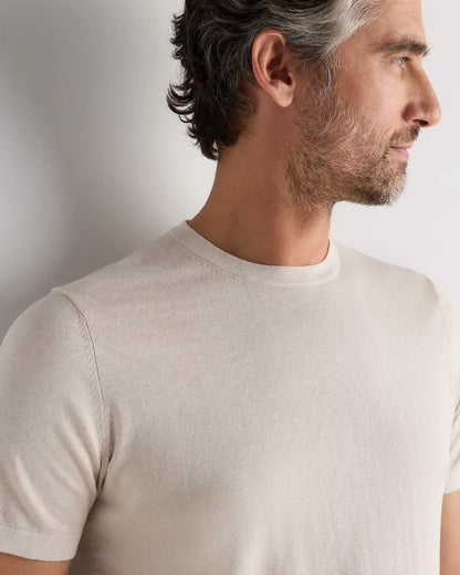 Cotton-Silk Short Sleeve Crewneck Sweater