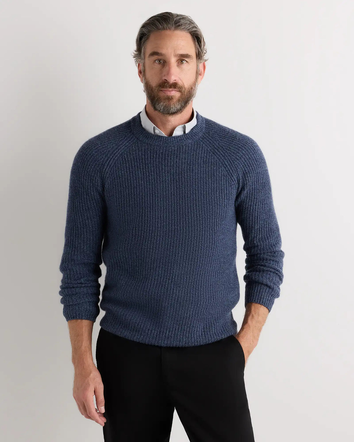 Mongolian Cashmere Fisherman Crewneck Sweater