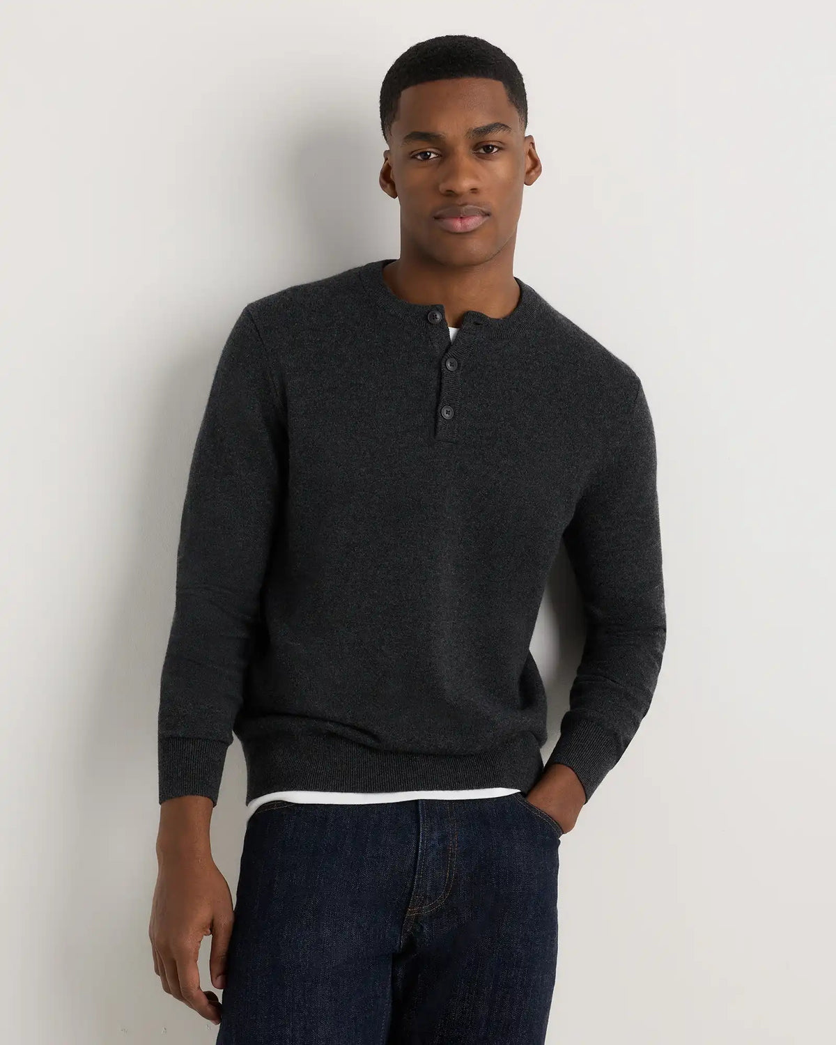 Mongolian Cashmere Henley Sweater
