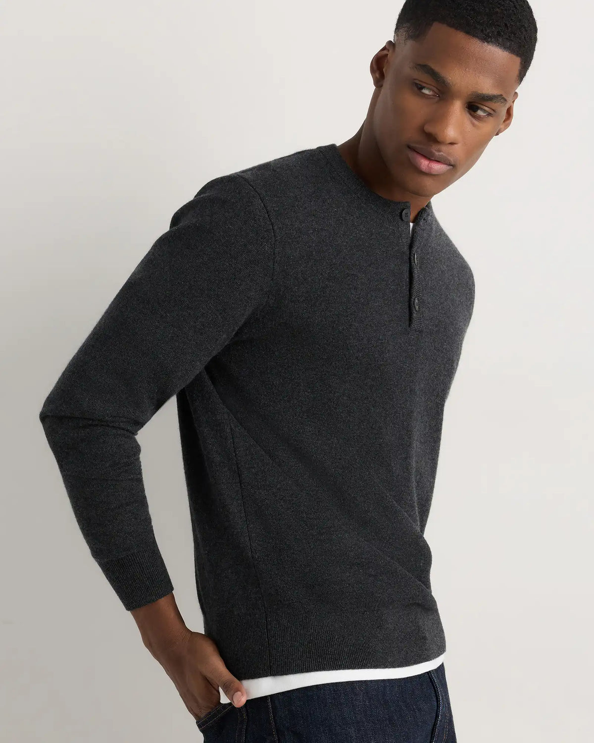 Mongolian Cashmere Henley Sweater