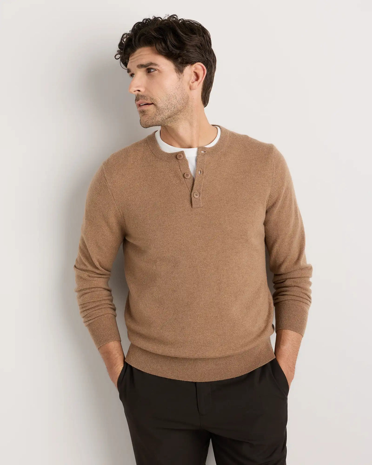 Mongolian Cashmere Henley Sweater