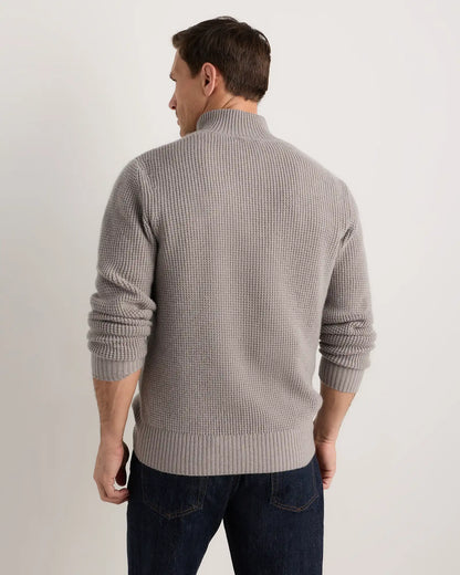Mongolian Cashmere Waffle Quarter Button Sweater