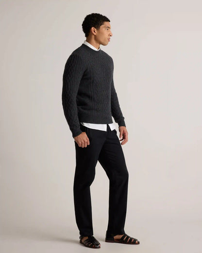 Mongolian Cashmere Cable Crewneck Sweater