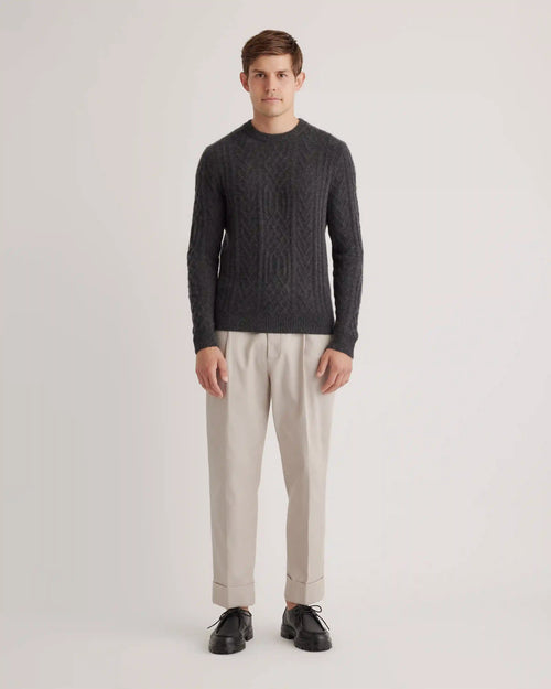 Mongolian Spring Cashmere Cable Crewneck Sweater